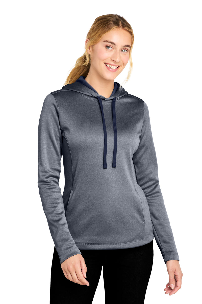 DRIEQUIP Women's Moisture Wicking Athletic Heather Fleece Hooded Pullover L