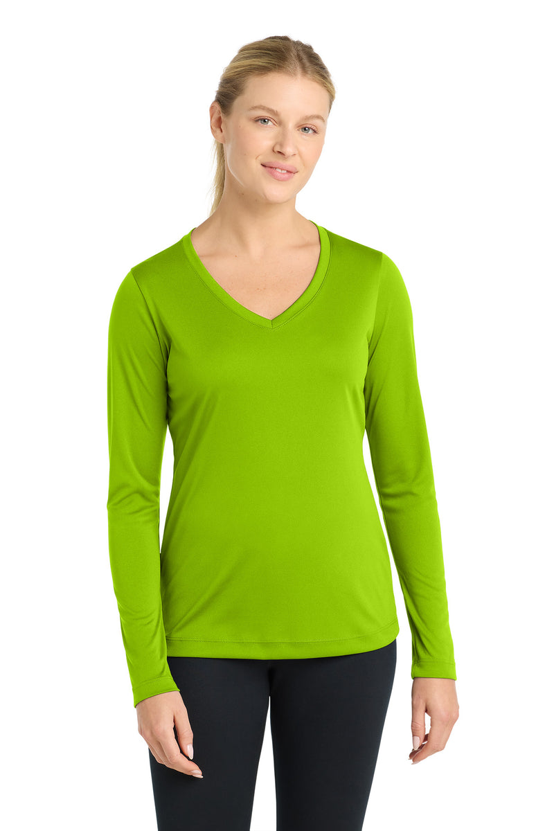 DRIEQUIP Women's Long Sleeve V-Neck Tee with Color-Lock Technology