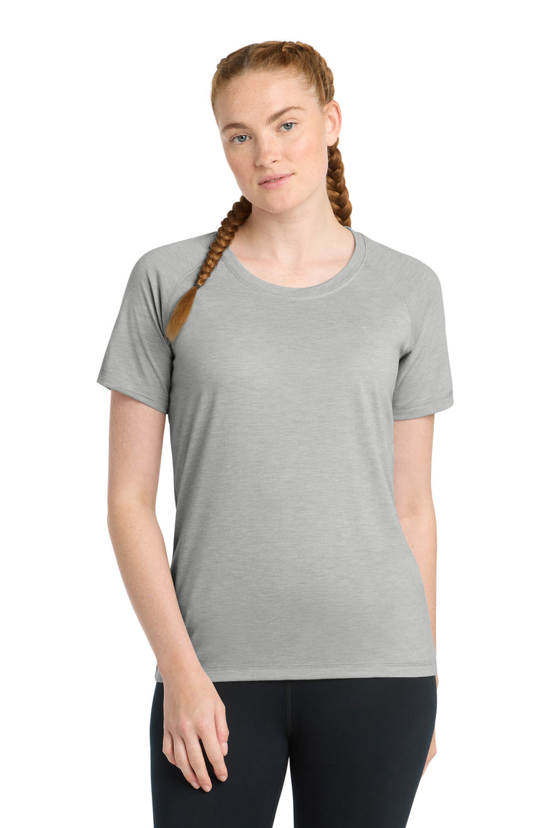 DRIEQUIP Women's Tri-Blend Raglan Tee with Moisture-Wicking Performance