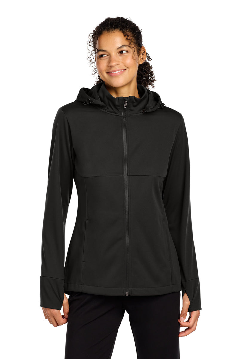 DRIEQUIP Women's Hooded Soft Shell Jacket with Water-Resistant Coating